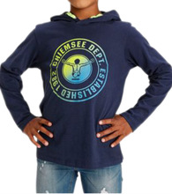 CHIEMSEE Kinder Baumwoll-Pullover Langarm-Shirt mit Kapuze und großen Logo-Patch 67702253 Blau/Grün