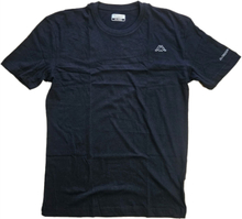 Kappa Herren Baumwoll-Shirt Rundhals-Shirt mit kleinem Logo-Patch Kurzarm-Shirt 711169 A6U Schwarz