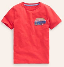 T-Shirt mit Superstitch-Logo Mädchen Boden, Marmeladenrot Camper