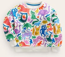 Bedrucktes Sweatshirt mit lockerer Passform Mädchen Boden, Bunt Safari Freunde