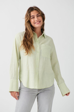 Gina Tricot - Slub shirt - skjortor - Green - XS - Female