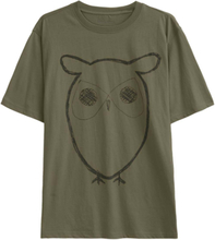 Knowledge Cotton Apparel Knowledge Cotton Apparel Regular Big Owl Front Print T-Shirt Burned Olive T-shirts S
