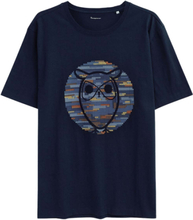 Knowledge Cotton Apparel Knowledge Cotton Apparel Regular Short Sleeve Heavy Single Owl Cross Stitch Print T-Shirt Night Sky T-shirts S