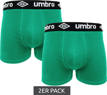 2er Pack umbro Herren Boxershorts Baumwoll-Unterwäsche mit Logo-Bund Baumwoll-Stretch UMUM0197 2SP Grün/Türkis