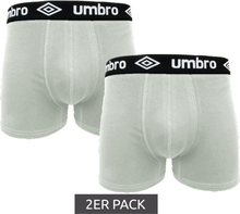 2er Pack umbro Herren Boxershorts Baumwoll-Unterwäsche mit Logo-Bund Baumwoll-Stretch UMUM0197 GRQ Hellgrau