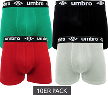 10er Pack umbro Herren Boxershorts Baumwoll-Unterwäsche mit Logo-Bund Stretch UMUM0197 Hellgrau, Rot, Grün oder Dunkelblau