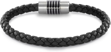 TeNo Herren DYKON Leder Armband schwarz mit Edelstahl-Keramikschliesse und Safe Lock System 20 cm