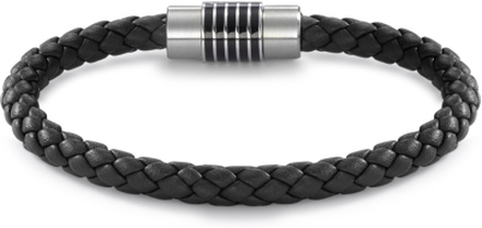 TeNo Herren DYKON Leder Armband schwarz mit Edelstahl-Keramikschliesse und Safe Lock System 20 cm