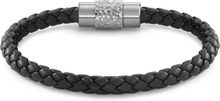 TeNo Herren DYKON Leder Armband schwarz mit handgearbeiteter GROOVE Struktur und Safe Lock System, 23cm