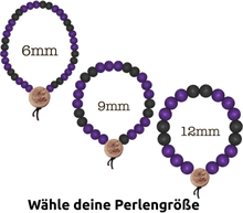 WOOD FELLAS Holz-Armband legerer Mode-Schmuck Deluxe Pearl Bracelet Lila/Schwarz