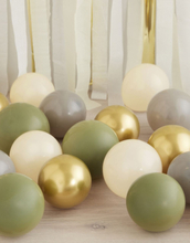Ballong Mix 40 stk Små i Gull Oliven Grå og Krem 13 cm