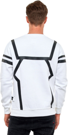 RUSTY NEAL Herren Sweater Rundhals-Pullover mit Kontraststreifen R-19045 Weiß/Schwarz