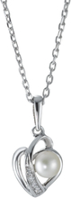 Rhomberg Damen Halskette mit Anhänger Silber rhodiniert Süsswasserzuchtperle Herz 40 cm Ø10 mm