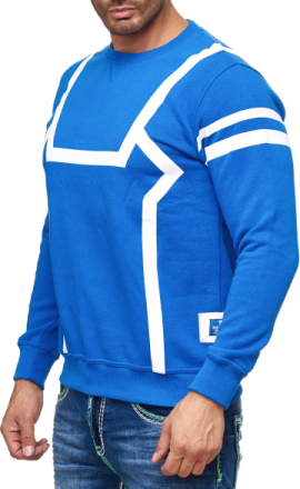 RUSTY NEAL Herren Pullover Sweater mit Kontraststreifen R-19045 Blau/Weiß
