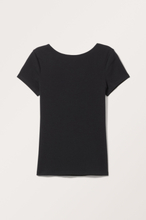 Fitted Open Back Short Sleeve Top - Black