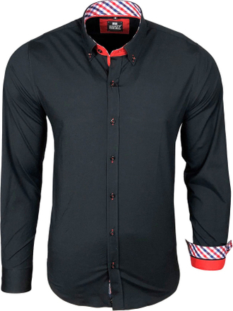 RUSTY NEAL Herren Freizeit-Shirt Button-Down-Hemd R-11018 Schwarz