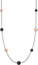 TeNo Damen Halskette Nera aus geschwärztem Edelstahl mit Carbon und Pearls in Light Rosé, 70cm