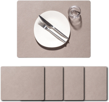 4-Set Dækkeserviet Firkantet L Hippo Home Textiles Kitchen Textiles Placemats Grey LIND DNA