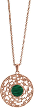 Rhomberg Damen Halskette mit Anhänger Edelstahl synth. Stein rosé IP beschichtet 42-45 cm verstellbar Ø30 mm