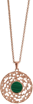 Rhomberg Damen Halskette mit Anhänger Edelstahl synth. Stein rosé IP beschichtet 42-45 cm verstellbar Ø30 mm