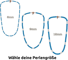 WOOD FELLAS Mode-Schmuck schöne Holz-Kette Deluxe Pearl Necklace Hellblau/Weiß