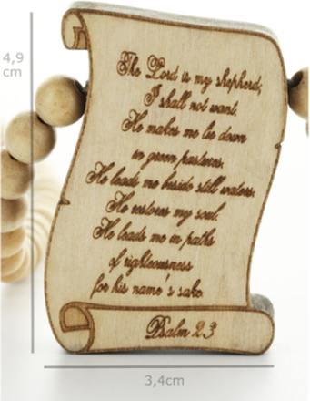 WOOD FELLAS Hals-Schmuck schöne Kette mit Holz-Anhänger Psalm 23 Beige