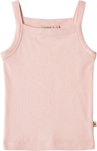 Rib Top Shelly Tops T-shirts Sleeveless Pink Wheat