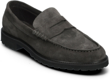 Penny Loafer - Charcoal Suede Loafers Flade Sko Black Garment Project