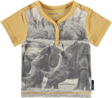 noppies T-Shirt auffälliges Kinder Shirt mit aufgedrucktem Nashorn Gelb