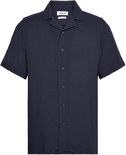 Sdfaye Tops Shirts Short-sleeved Blue Solid