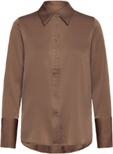 Leonie Silk Shirt Tops Shirts Long-sleeved Brown Marville Road