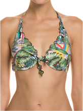 GUESS Bikini-Oberteil bequemes Damen Bandeau-Bikini-Top mit floralen Muster-Details Bunt