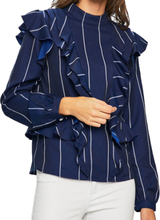 SCOTH & SODA Langarm-Shirt neckische Damen Hemdbluse mit Volants Blau