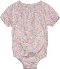 Romper Ss In Liberty Fabric Bodies Short-sleeved Pink Huttelihut