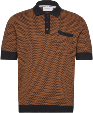 Casa Martini Polo Tops Knitwear Short Sleeve Knitted Polos Brown Percival