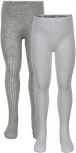 Minymo leggings meisjes katoen wit/grijs 2 stuks mt 128-134