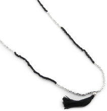 PEARLS FOR GIRLS Damen Halskette lange Kette mit Glaskristallen Schwarz/Silber