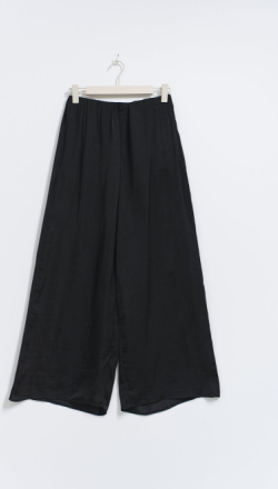 Gina Tricot - Petite wide satin trousers - wide - Black - 34 - Female
