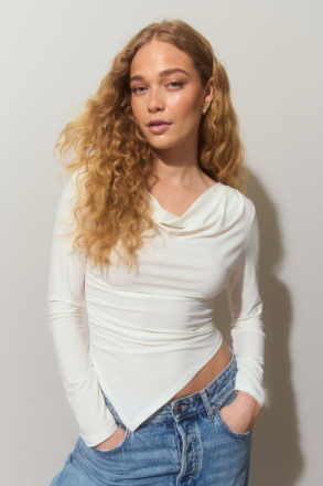 Gina Tricot - Asymmetric top - festtoppar - White - XS - Female