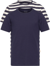 Basic 32 -T-Shirt Ss Tops T-Kortærmet Skjorte Navy Minymo