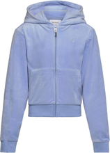 Tonal Zip Through Hoodie Tops Sweatshirts & Hoodies Hoodies Blue Juicy Couture
