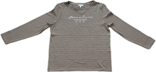 Street One Damen Langarm-Shirt gestreifter Pullover mit Schriftzug auf der Front 23254627 Braun