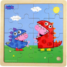 Peppa Pig Wooden Puzzle - Dino Fun Toys Puzzles And Games Puzzles Pegged Puzzles Multi/mønstret Barbo Toys*Betinget Tilbud