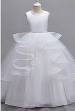 Biała sukienka dla dziewczynki, długa sukienka komunijna z tiulu 8316