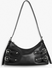 Faux leather hand bag with studs - Black
