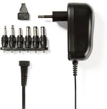 Nedis Universal nätadapter | 12 W | 3 - 12 V DC | 1.80 m | 1.0 A A | 6 plug(s) | Svart