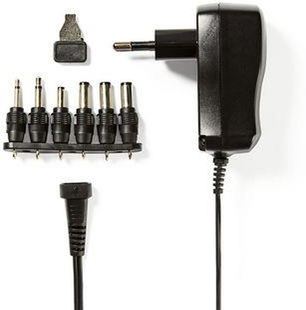 Nedis Universal nätadapter | 7.2 W | 3 - 12 V DC | 1.80 m | 0.6 A A | 6 plug(s) | Svart
