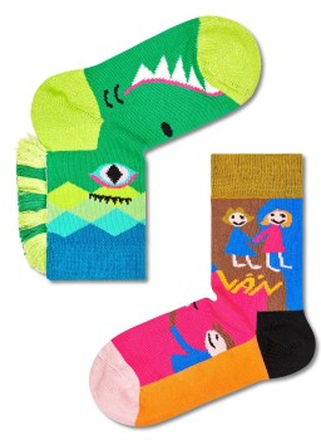 Happy Socks Rock Your Socks Friend Kids Sock Grün gemustert Baumwolle 4-6 år Kinder