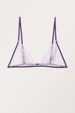 Lace Contrasting Triangle Bra - Purple