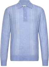Relaxed Alpaca Polo Tops Knitwear Long Sleeve Knitted Polos Blue GANT